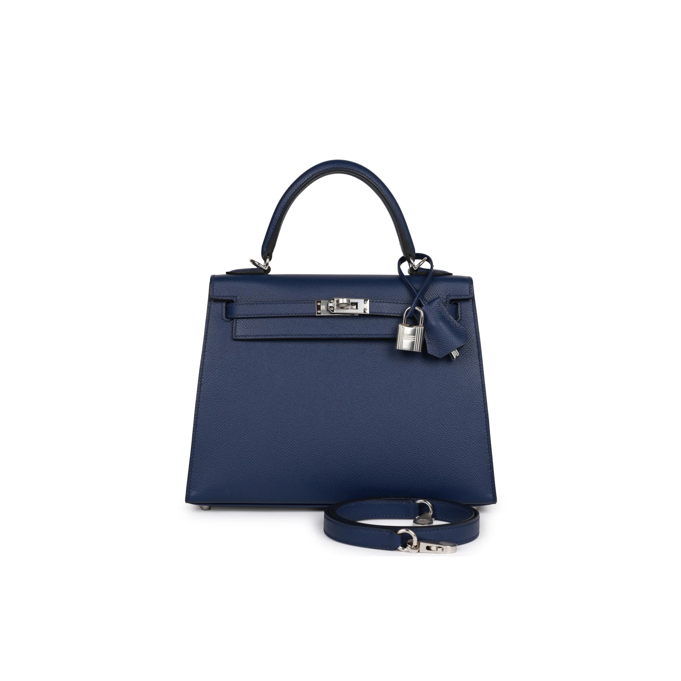 HERMÈS KELLY SELLIER 28 BLEU SAPHIR EPSOM PALLADIUM HARDWARE (28*22*10cm)